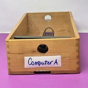 Vintage Wooden Dovetail Box With Metal Slide Mechanism For Organizing & Filing